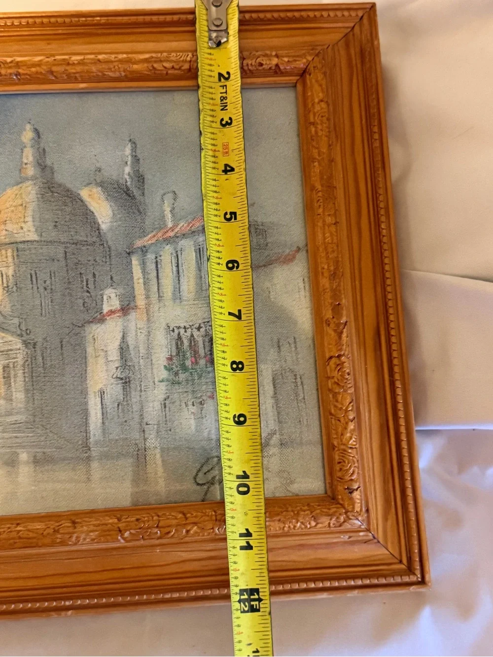 Vintage Framed Venice Canal Wall Art Print Ornate Wood Frame European Landscape